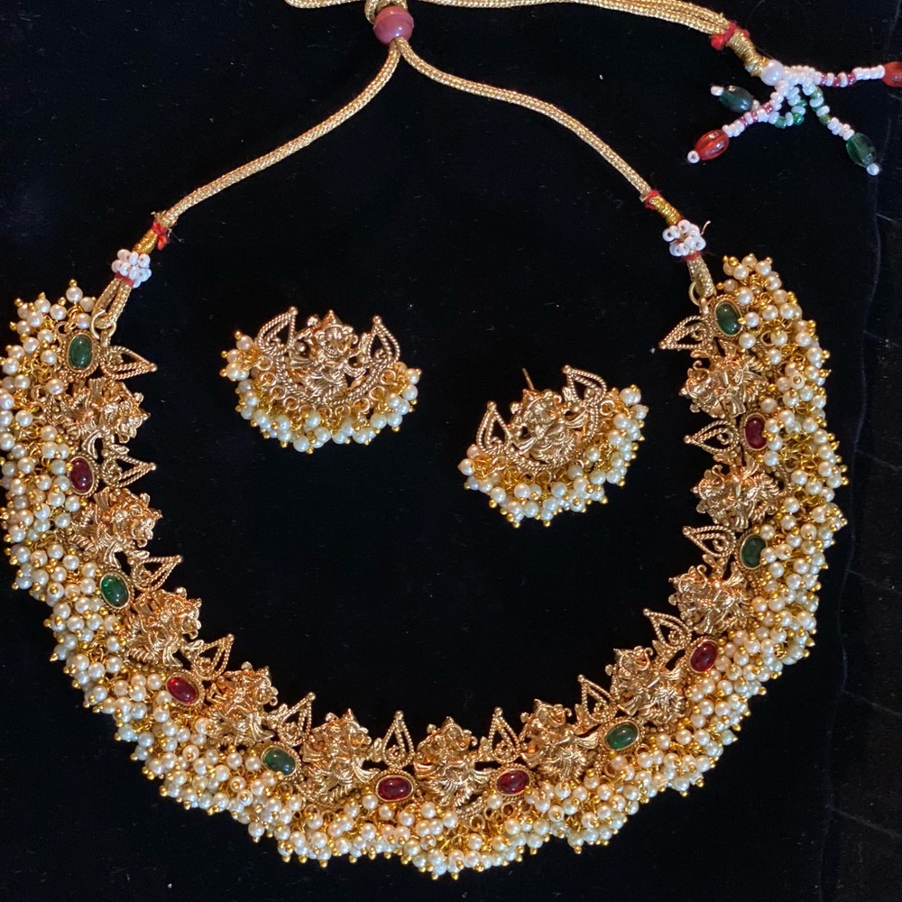 Dancing Ganesha temple style costume jewelry set